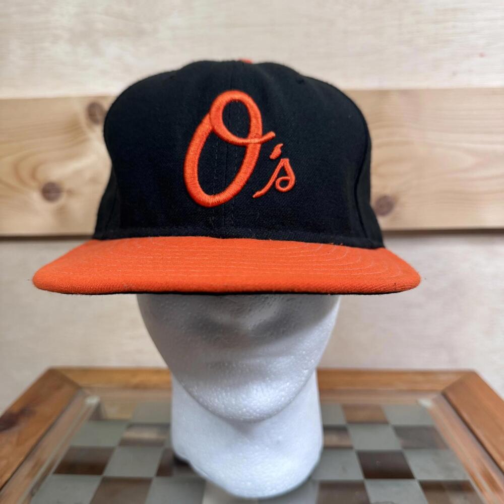 VTG Baltimore Orioles Hat Cap Fitted 7 3/8 Black Orange MLB Baseball New Era